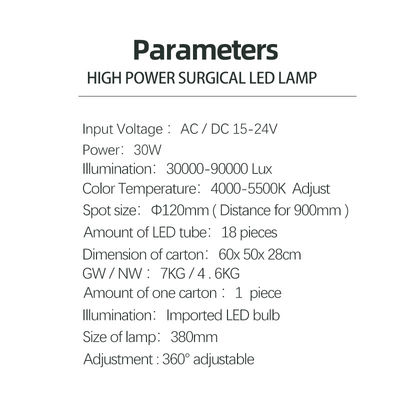 Có thể điều chỉnh nhiệt độ màu Đèn LED ghế nha khoa sáng 5500K cho phòng khám