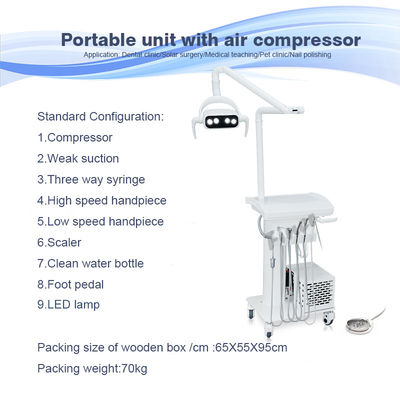Dental Tray đèn LED vận hành đơn vị nha khoa di động với máy nén không khí